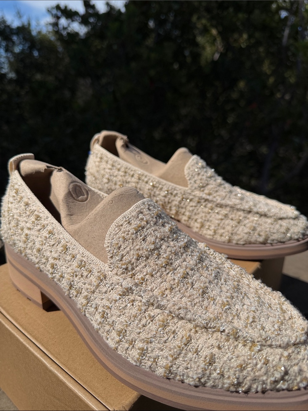 Rothy's Cream Tweed Women's Slip-On Loafers - Picture 3 of 10